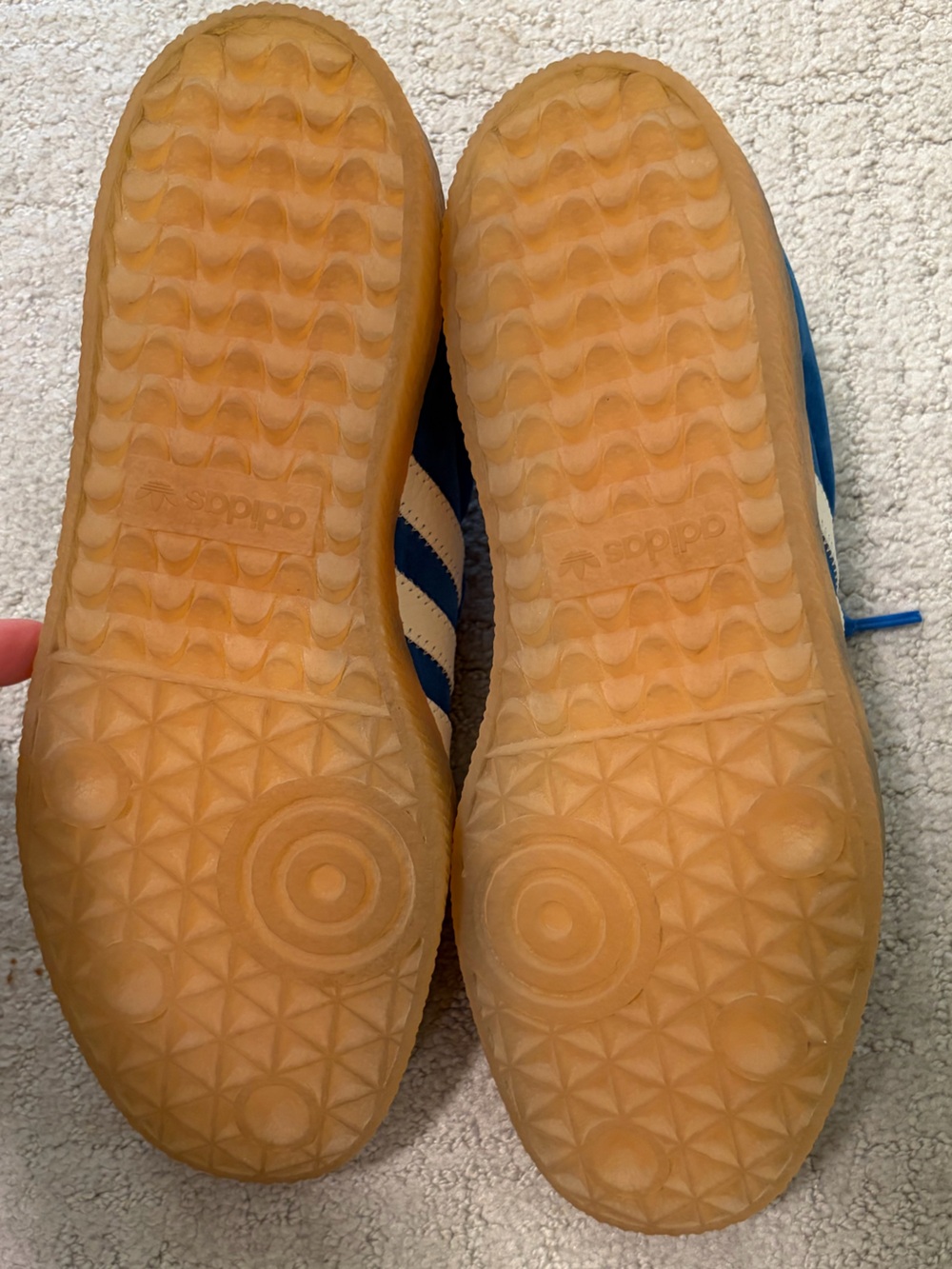 adidas women’s Sambae Blue Suede Sneakers Cloud White/Gum Sole Sz 9.5 - Picture 7 of 8